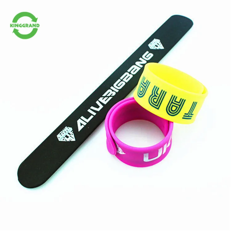 OEM customized cartoon logo print soft silicone kids slap bracelet