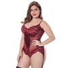 Red Floral Teddy Bodysuit Satin Panel Hot sales china cheap mix colors black plus size lingerie sexy fat women
