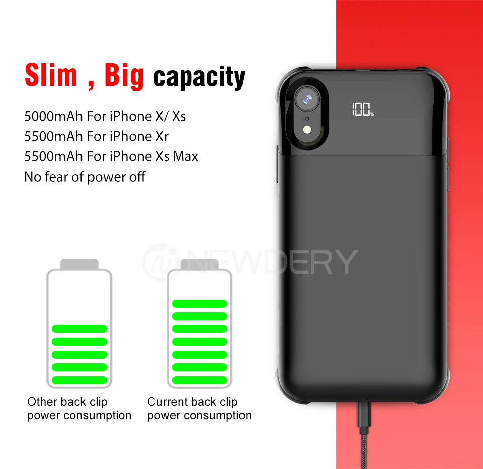 Newest 5000mAh wireless external power case for iPhone X Xs XR Max 5500mAh Wireless charger case for iPhone power bank case - ANKUX.COM