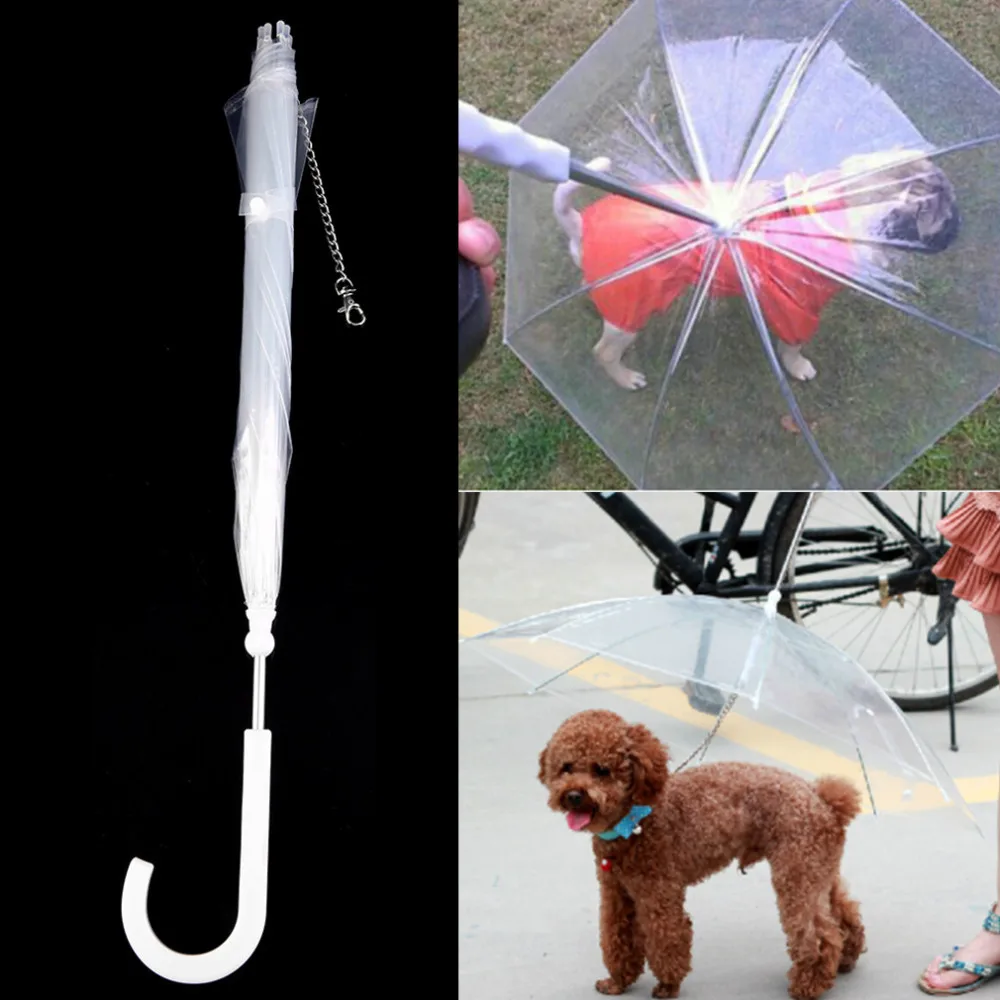 1Pcs Cute Fashion Attractive Comfortable Transparent PVC Dog Puppy Pet Umbrella for Outdoor Rain Travel Hiking pet supplies