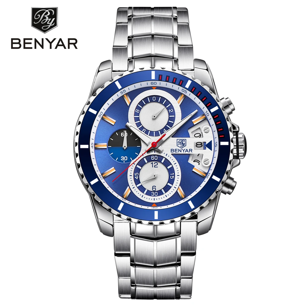 Benyar 5127 Men Fashion Leisure Watch Luxury Brand Quartz Watch All-Steel Military Sports Waterproof Men Shockproof Watch, 6 colors
Benyar 5127 Men Fashion Leisure Watch Luxury Brand Quartz Watch All-Steel Military Sports Waterproof Men Shockproof Watch, 6 colors
