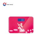 Fashionable red color 150kg digital body analyser glass bathroom scales with smart function