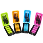 Amazon Top Seller 2020 Portable Folding Dinnerware Eco-friendly Travel ABS Plastic Three Pieces Tableware Cutlery Set