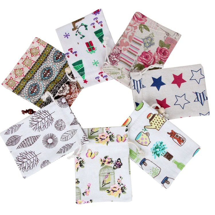 custom print plain cotton muslin drawstring bag