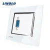 Livolo White Crystal Glass Panel One Gang VGA Plug Socket Wall Outlet VL-C791VG1-11Cellular Type