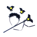 halloween black bats headband and magic wand set
