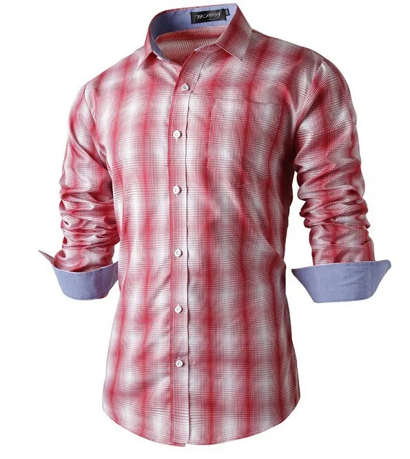 Fashion Mens Plaid Shirts 2015 Casual Leisure Slim Fit Stylish Dress Shirts For Men's Business Camisa Masculine ZHY1315