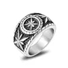 Custom Engraved Gothic Eight Pointed Star Punk Style Stainless Steel Ring