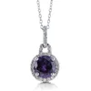 Round Simulated Amethyst Cubic Zirconia Pendant 925 sterling silver necklace