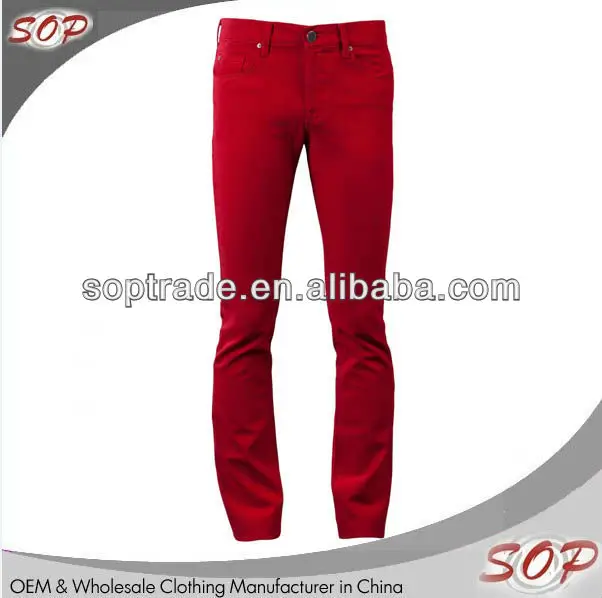 Wholesale colored skinny jeans red jeans for men