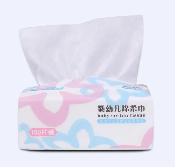 100pcs baby facial tissue dry wipes use without Fragrance