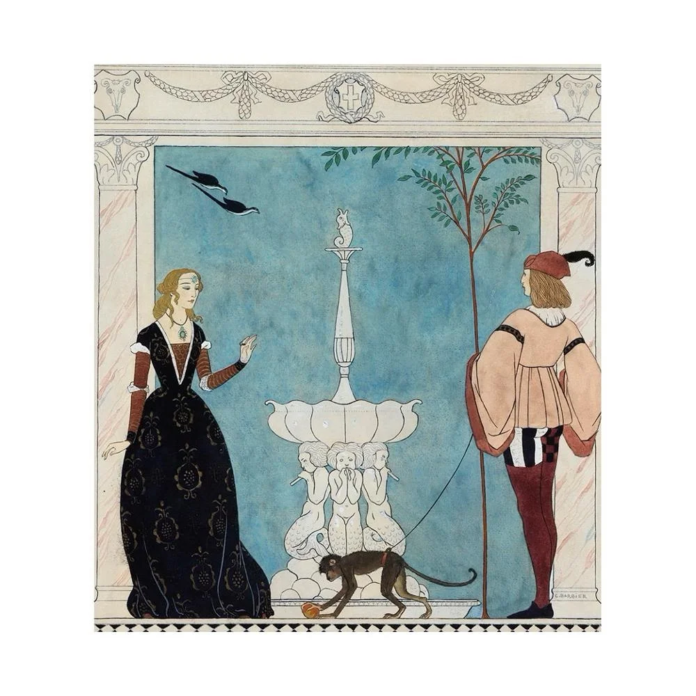 شحن مجاني جورج Barbier جيكلي قماش طباعة اللوحات المشارك الاستنساخ غرامة الفن جدار ديكور (روميو وجولييت)