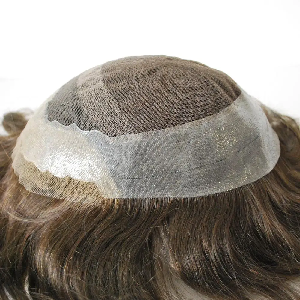 Stock toupee human hair dark brown hairpieces french lace hair unit for men 
Stock toupee human hair dark brown hairpieces french lace hair unit for men