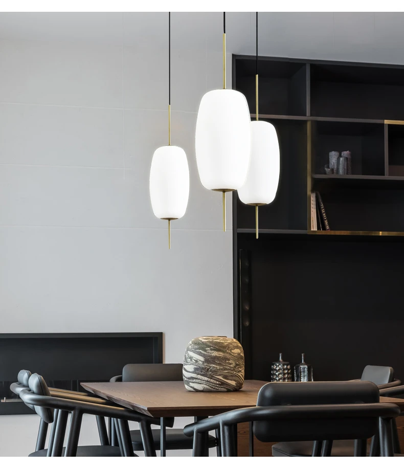 Nordic simple bedroom dining room hotel indoor bar white glass hanging chandeliers