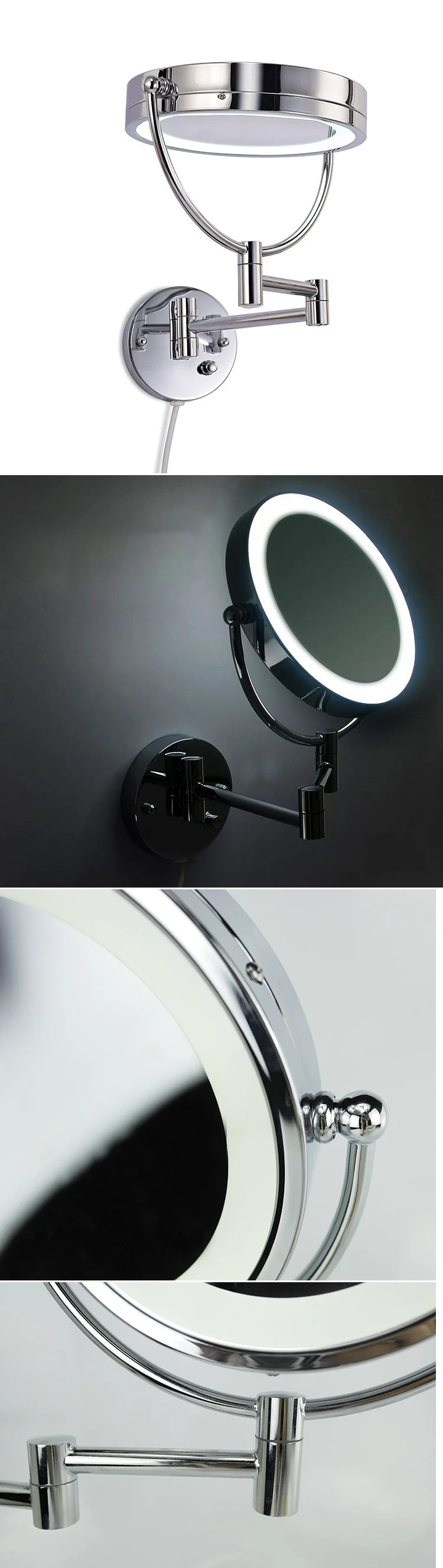 wall mounted folding makeup mirror