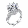 Exquisite S925 Silver Plated Cubic Zirconia Royal Crown Topaz Engagement Ring