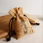 Promotional Jute Pouches , drawstring Jute Bag for rice Jewelry packing