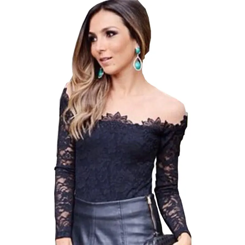 White Lace Blouse 2015 Women Sexy Mesh Blouses Casual Slash Neck Shirt Lace Blouse Shirt White Lace Blusas De Renda Branca 2366