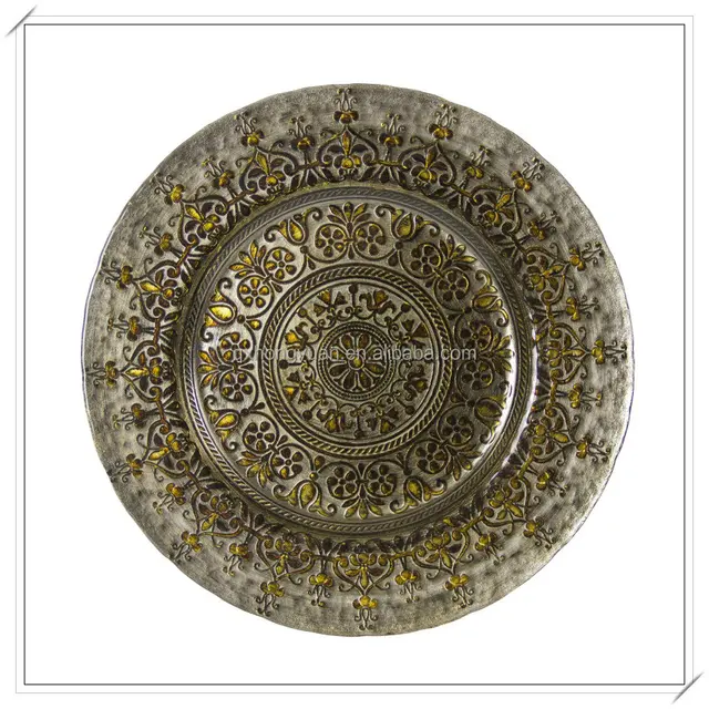 hot sale wholesale 13inch gold glass show plate