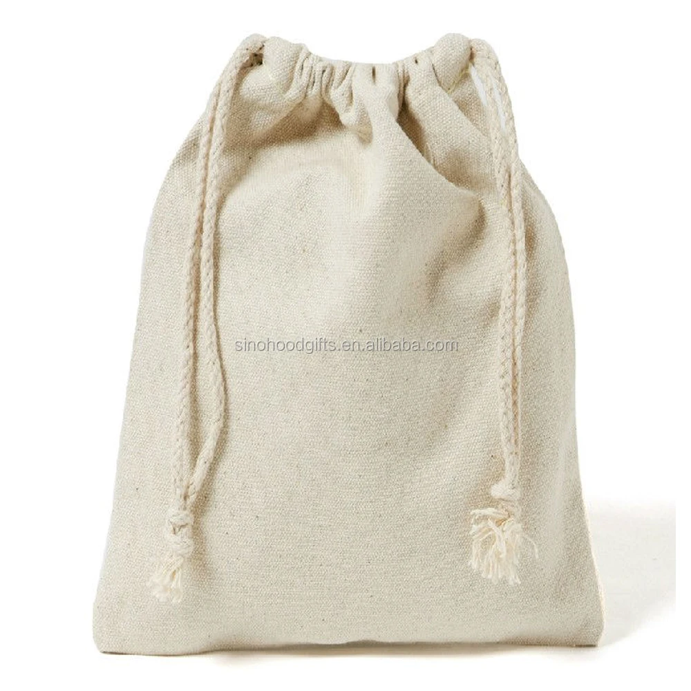 hot sell cotton gift cloth promotional plain drawstring bags