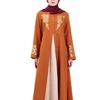 Arabic Muslim Long Hijab Wine Red Abaya Islamic Wedding Evening Dress
