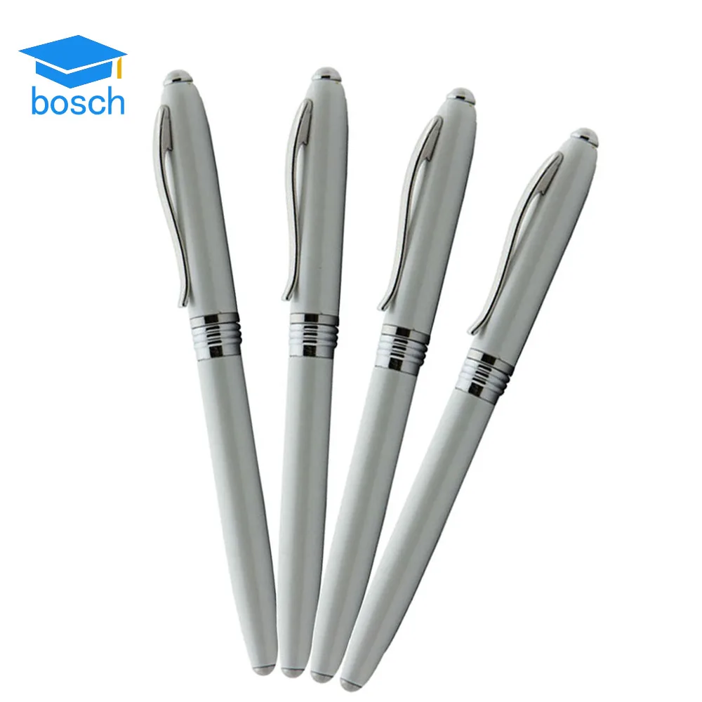 Hot sale white color stainless steel roller pen with gift box for promotional logo pen