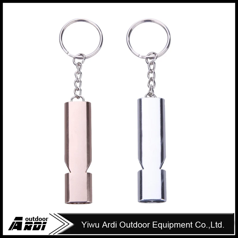 

Double-frequency Gold/Sliver Emergency EDC Molle Survival Whistle Keychain Aerial Aluminum Alloy Camping Hiking Accessory Tool, Gold/silver