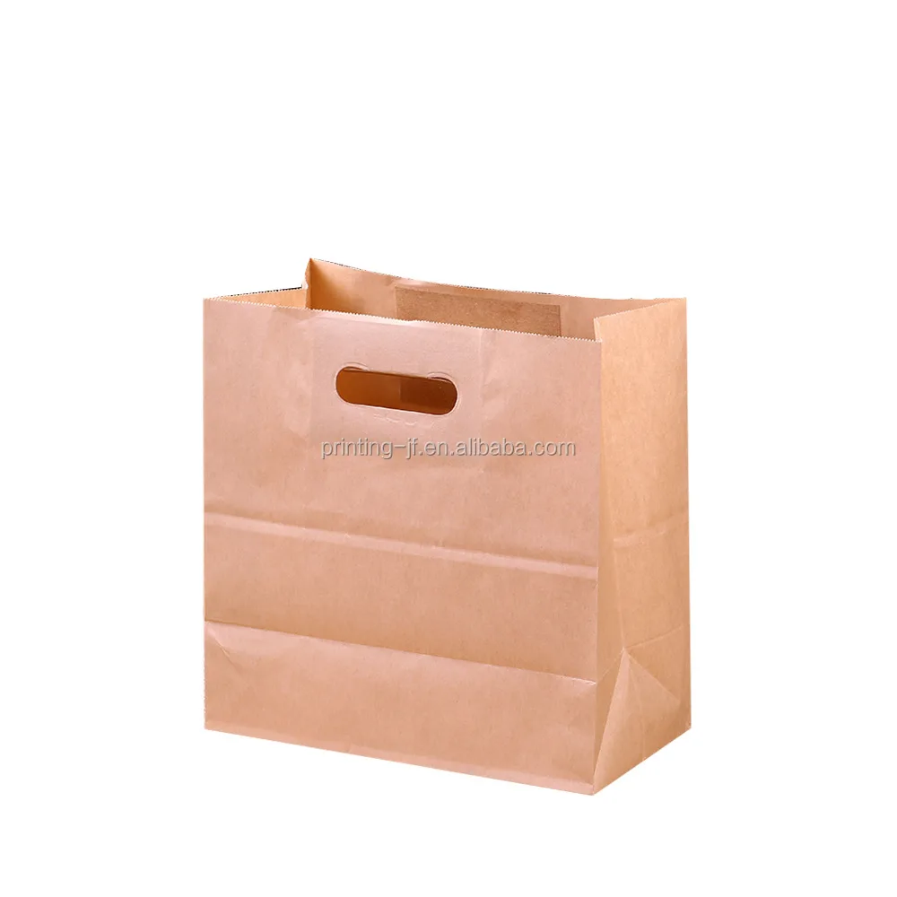 recyclable die-cut handle brown kraft paper bag for grocery