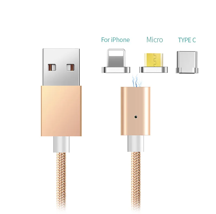 3 in 1 nylon braided with magnetic USB cable ,charge for smart phone - ANKUX.COM