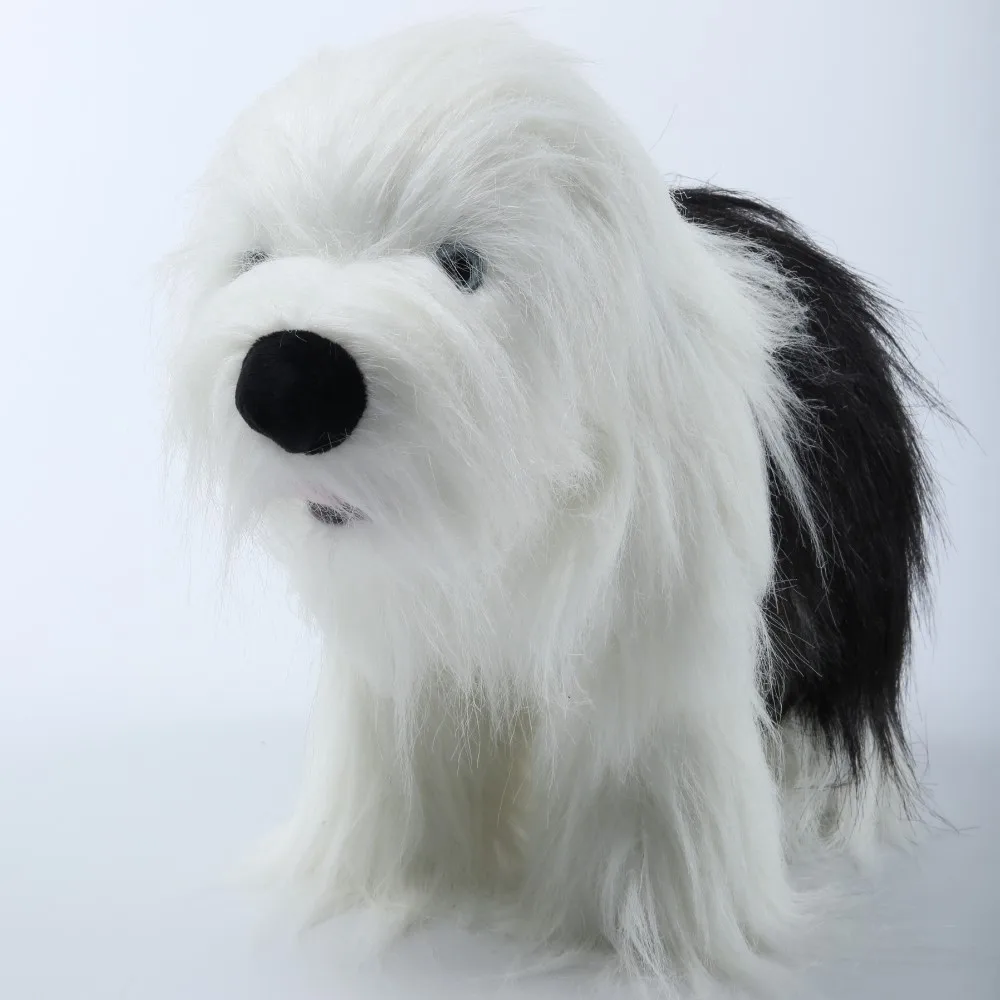 Customize Soft Plush Animal Dog Dolls Black And White Fur Dog
