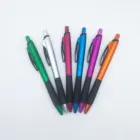 Bright precious metal ball point pen with hollowed black pen clips