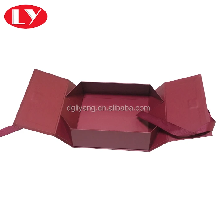 two sides open ribbon closure cardboard gift packaging box