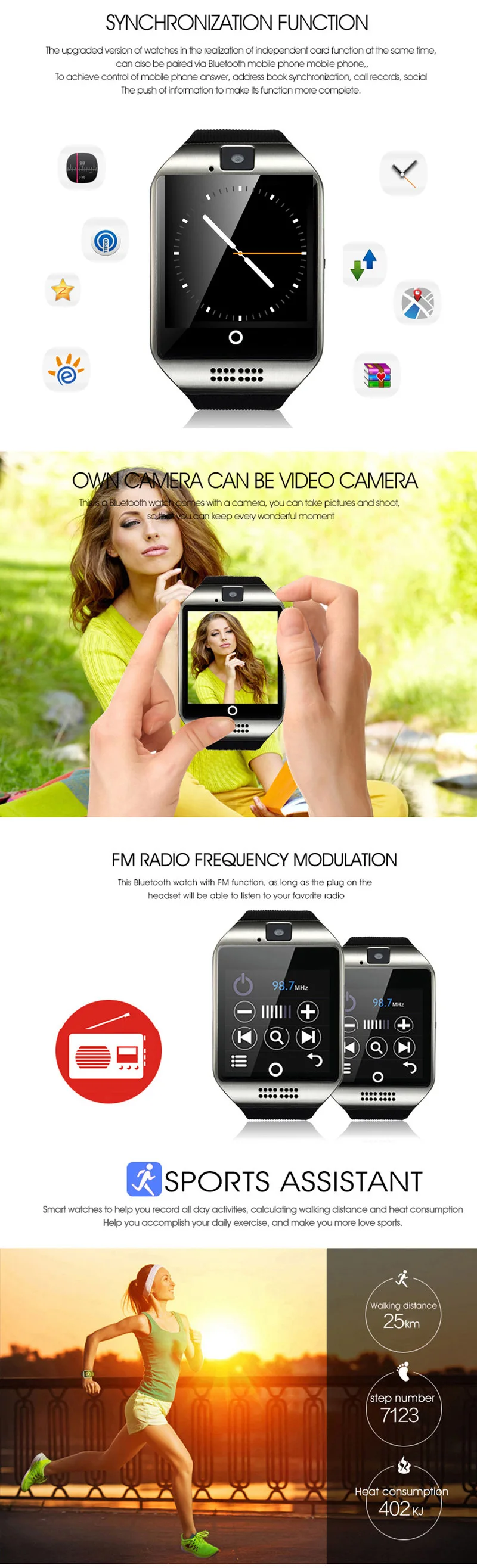 2017 smart watch bluetooth smartwatch android for men