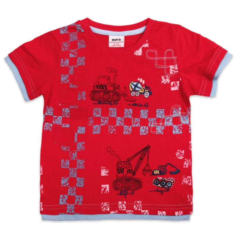 2014 new fashion nova kids children clothing printed lovely cars red spring summer short sleeve T-shirt for baby boys