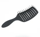 Plastic curved shape rainbow hair brush with volume S wave bristle, magic hairbrush