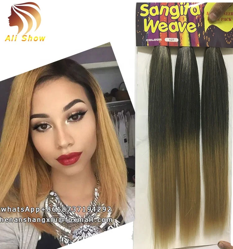 

16 Inch 3 Bundles Ombre Brown Brazilian Straight Hair Weave,Mink Straight Hair Wholesale Raw Silky Straight Hair Extension, Natural black color #4 1b/27