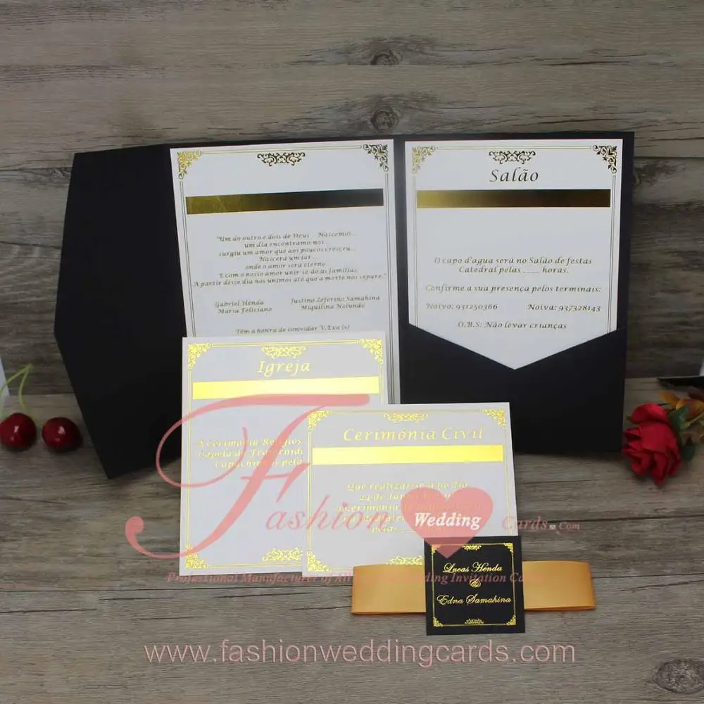 luxury pocketfold wedding invitations with small rsvp cards