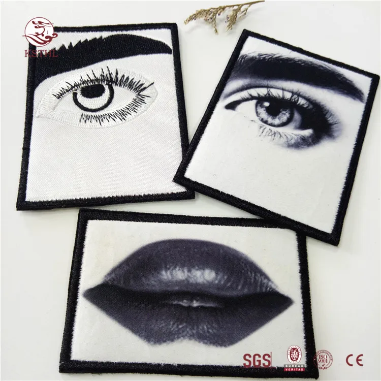 China wholesale cool digital printed iron patches with embroidered border for clothing