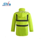 100% polyester waterproof 300D oxford PU/PVC coated Road Safety Workplace Safety reflective raincoat