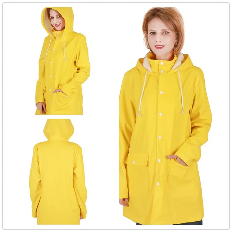 pu fashion women yellow raincoat for sale