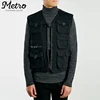 wholesale black mens winter cotton work motorcycle utility vest with pockets