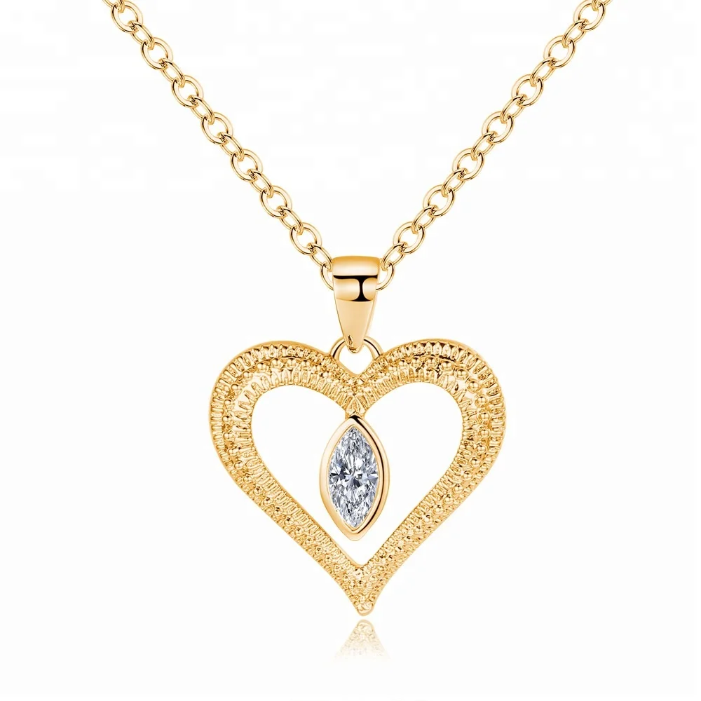 cz copper necklace girlfriend heart pendant necklace