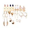 Free Shipping Gold Filled Fashion Customized Jewelry Hoop Simple Wholesale Leaf Beaten Dangle Women Earrings