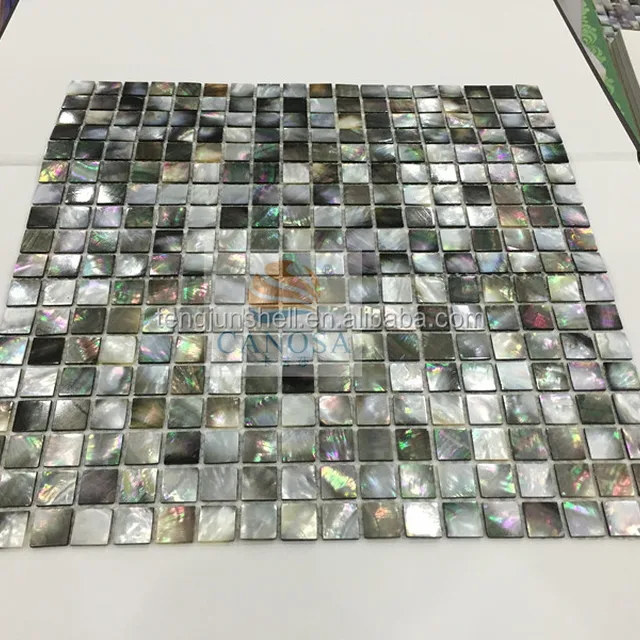 black mother of pearl shell mosic tile mesh backing for wall