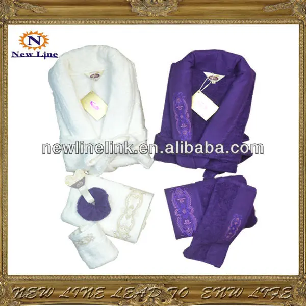 hotel high quality white robe purple robe 13pcs set bathrobe