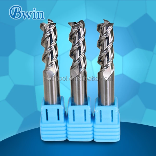 BWIN OEM manufacture high quality 3 flute cnc square tungsten carbide end mill cutter for aluminum