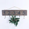 Vintage Rustic Farmhouse old aged numbered Wall Mount Hook Wood Coat Rack With 4 Hooks