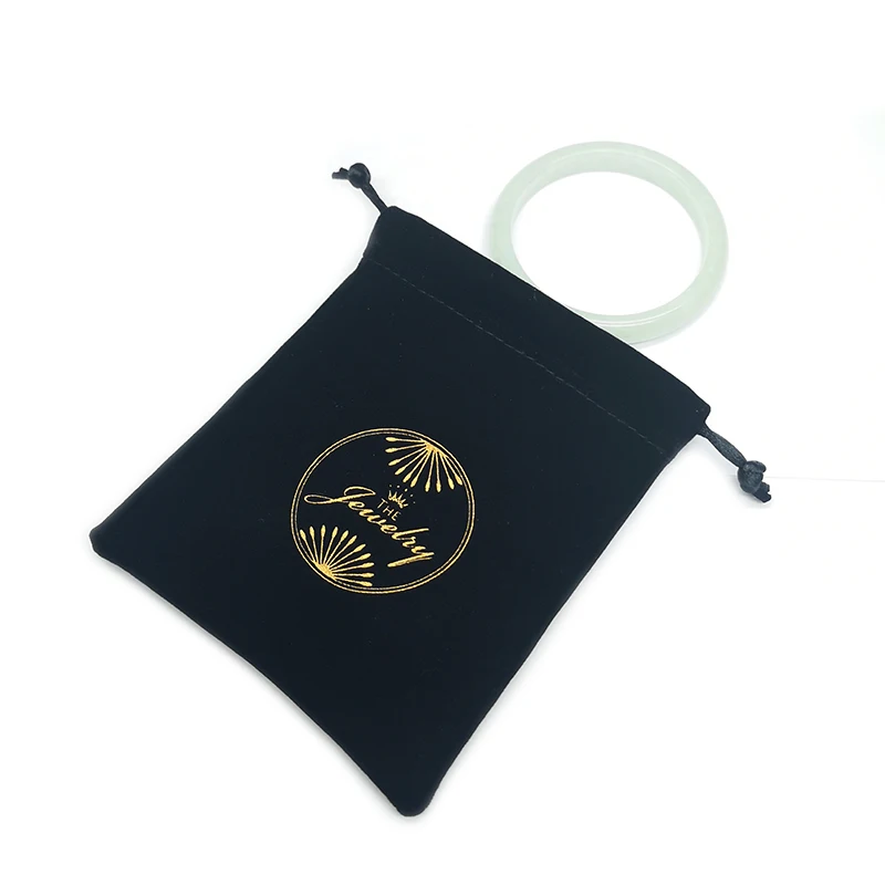 custom logo printed velvet bag drawstring jewelry pouch