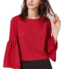 Ladies red Blouses Blouse Designs For Office Chiffon Shirt Women Blouse 2017 Chiffon Lady