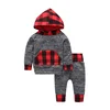 Toddler Baby Girls Boys Long Sleeve Plaid Hooded Pullover with Pocket